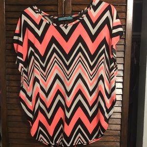 Dramatic pattern lace back blouse